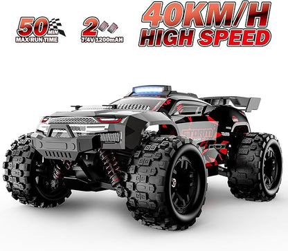KGF 1:18 Scale All Terrain RC Cars 40km/h High Speed Remote Control Car 2.4Ghz RC Car Toys Gifts for Kids and Adults 4WD Electric Vehicle with 2 Rechargeable Batteries Off Road Monster Truck