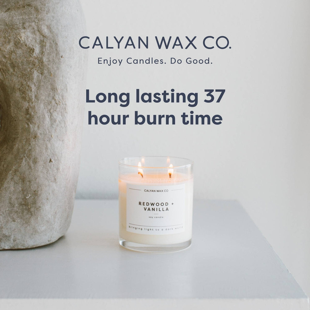 Calyan Wax Co. Grapefruit & Flora 2 Wick Scented Candle - 37 Hour Burn - Luxury Clean Soy Wax Candles - Long Lasting Large Glass Jar Candle for Home - 8.8oz
