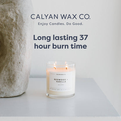 Calyan Wax Co. Grapefruit & Flora 2 Wick Scented Candle - 37 Hour Burn - Luxury Clean Soy Wax Candles - Long Lasting Large Glass Jar Candle for Home - 8.8oz