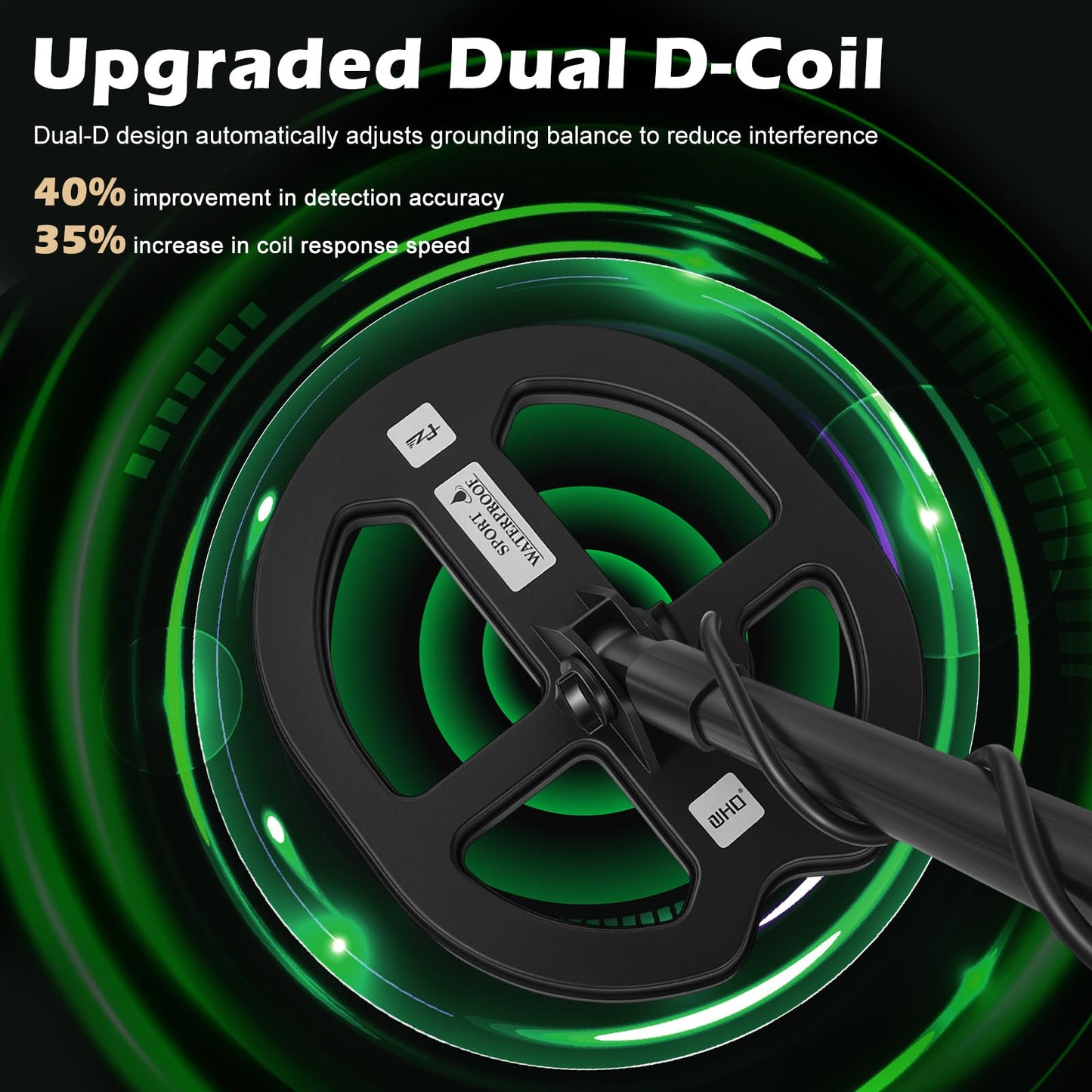 WenMia Metal Detector for Adults Waterproof DD Coil Up to 16 Inch Depth with 5 Detection Modes and Pinpoint for Coins Jewelry Beach and River