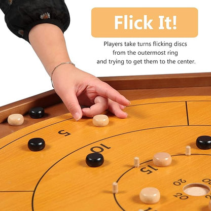Crokinole and Checkers 27-Inch Classic Crokinole Board Game with 22 Playing Surface Canadian Heritage Tabletop Game for Two Players Dexterity Krokinole Games Great for Families and Friends