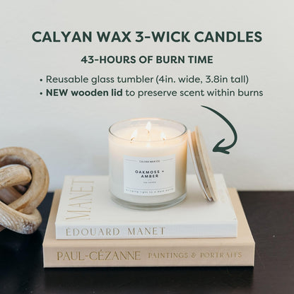 Calyan Wax Co. Lavender & Bergamot 3 Wick Scented Candle - 43 Hour Burn - Luxury 3 Wick Soy Candles - Soy Wax Candles - Long Lasting Large Glass Jar Candle for Home - 14.9oz