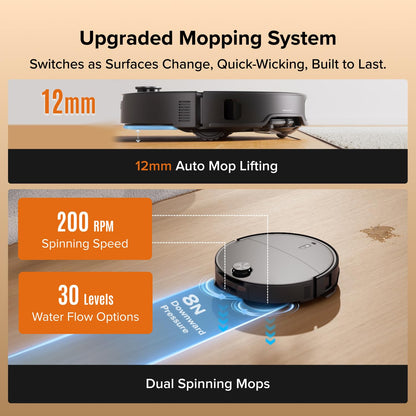 roborock Qrevo Edge 2 Robot Vacuum and Mop, 25,000Pa, 3.14'' Ultra-Slim, Zero-Tangle, AI Object Recognition, 176℉ Hot Water Mop Washing & Auto-Drying, Carpet & Pet Hair, FlexiArm Edge Cleaning