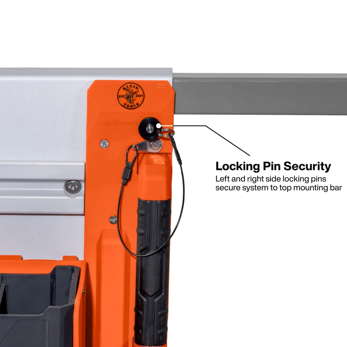 KLEIN TOOLS BC700WA LiftPro 24-Inch Wall Mount System, Heavy-Duty Modular Tool Organization with Four Interior and One Exterior Rail, 50-Pound Capacity Per Rail For Man Lift and Scissor Lift