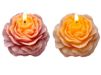3 Inch Purple-Pink and Light-Peach Peony Flower Shape Candle for Women - Aromatic Pastel Aesthetic Candle with Fragrance - Christmas Gift for Friends Colleagues and Classmates