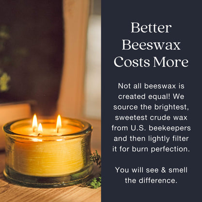 Bluecorn Botanica Beeswax 3-Wick Candle – Eucalyptus & Orange, 100% Pure Beeswax & Essential Oils – 10oz Hand-Blown Recycled Spanish Glass – Non Toxic, Clean Burning, Refillable Glass Jar