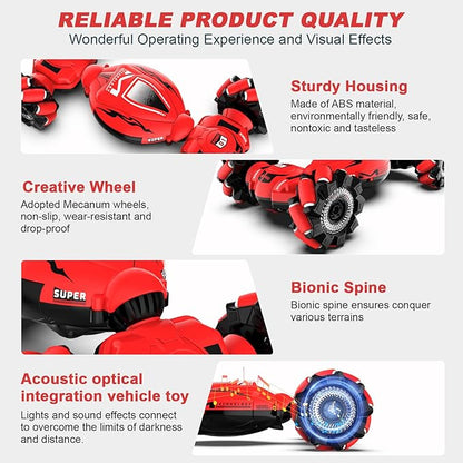 RC Car Toys for Boys Girls 6-12 Birthday Xmas Gifts for 6 7 8 9 10 11 12 Years Old Gesture Sensing RC Stunt Car with Lights Music 2.4GHz 4WD Hand Remote Control 360° Rotate All-Round Drift