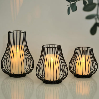 Metal Candle Holder for Pillar Candles, Pumpkin Cage Shape Candlestick Holder, Decorative for Table Centerpiece, Fireplace Mantel & Outdoor Event Christmas Decor