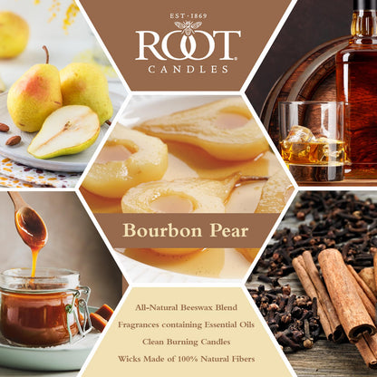 Root Candles Fall Scented Candles Honeycomb Premium Handcrafted Beeswax Blend Candle, Small Veriglass, Bourbon Pear