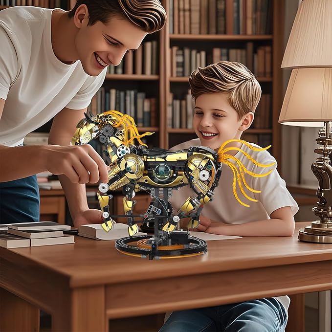 Mechanical Horse Building Blocks Linkage Kit Animal World Model with Lighting &amp Display Stand STEM Toy DIY Desktop Ornament for Boys Ages 12+ Adult Collectors Unique Birthday Gift Idea
