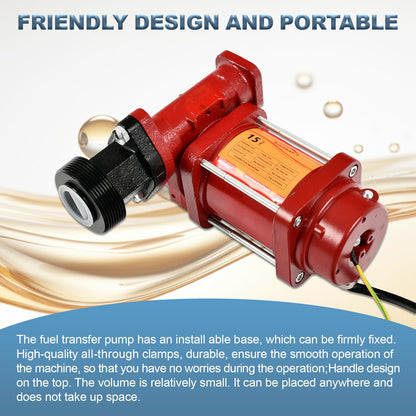 BIGREAT 15GPM 12V DC Fuel Transfer Pump with 13 Feet Discharge Hose, Automatic Nozzle,Cast Iron Heavy Duty Premium Transfer Pump Kit For Gasoline, Diesel, Kerosene, Ethanol & Methanol Blends