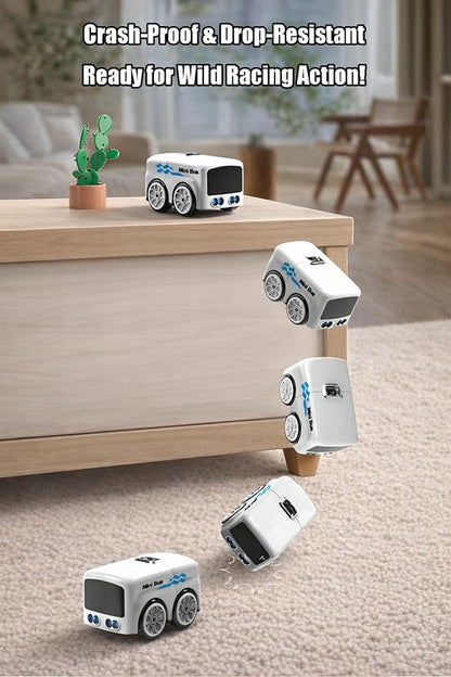 Magic Mini Bus Follows Line Car Inductive Mini Interactive Cars Follows The Line Intelligent Line Tracking System with Dynamic LED Expressions Educational STEM (Blue)