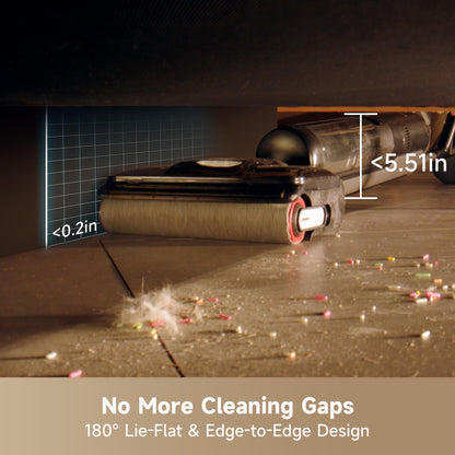 DREAME H12 Pro FlexReach Wet Dry Vacuum Cleaner, 0 Tangle Cordless Vacuum Mop All-in-One for Hard Floors, 180° Lie-Flat Floor Cleaner Machine with 194°F Hot Self-Cleaning, 50Mins Runtime
