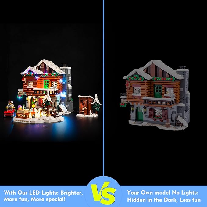VONADO LED Light Kit for Lego Alpine Lodge Christmas Village 10325 Remote Control Lighting Set Accessories Compatible with Lego 10325 Christmas Winter Village Set (Lights Only No Models)