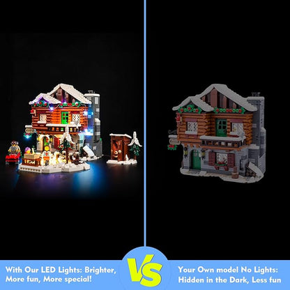 VONADO LED Light Kit for Lego Alpine Lodge Christmas Village 10325 Remote Control Lighting Set Accessories Compatible with Lego 10325 Christmas Winter Village Set (Lights Only No Models)