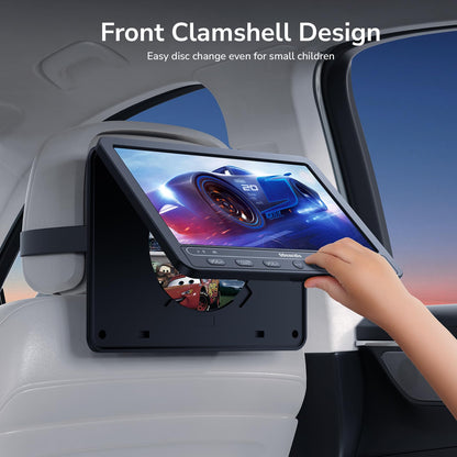 10.5 Inch DVD Player for Car with 5-Hour Battery, Headphones, Headrest DVD Player Support HDMI Input, Sync Phone/TV, 1080P Videos, USB SD, Last Memory, Region Free