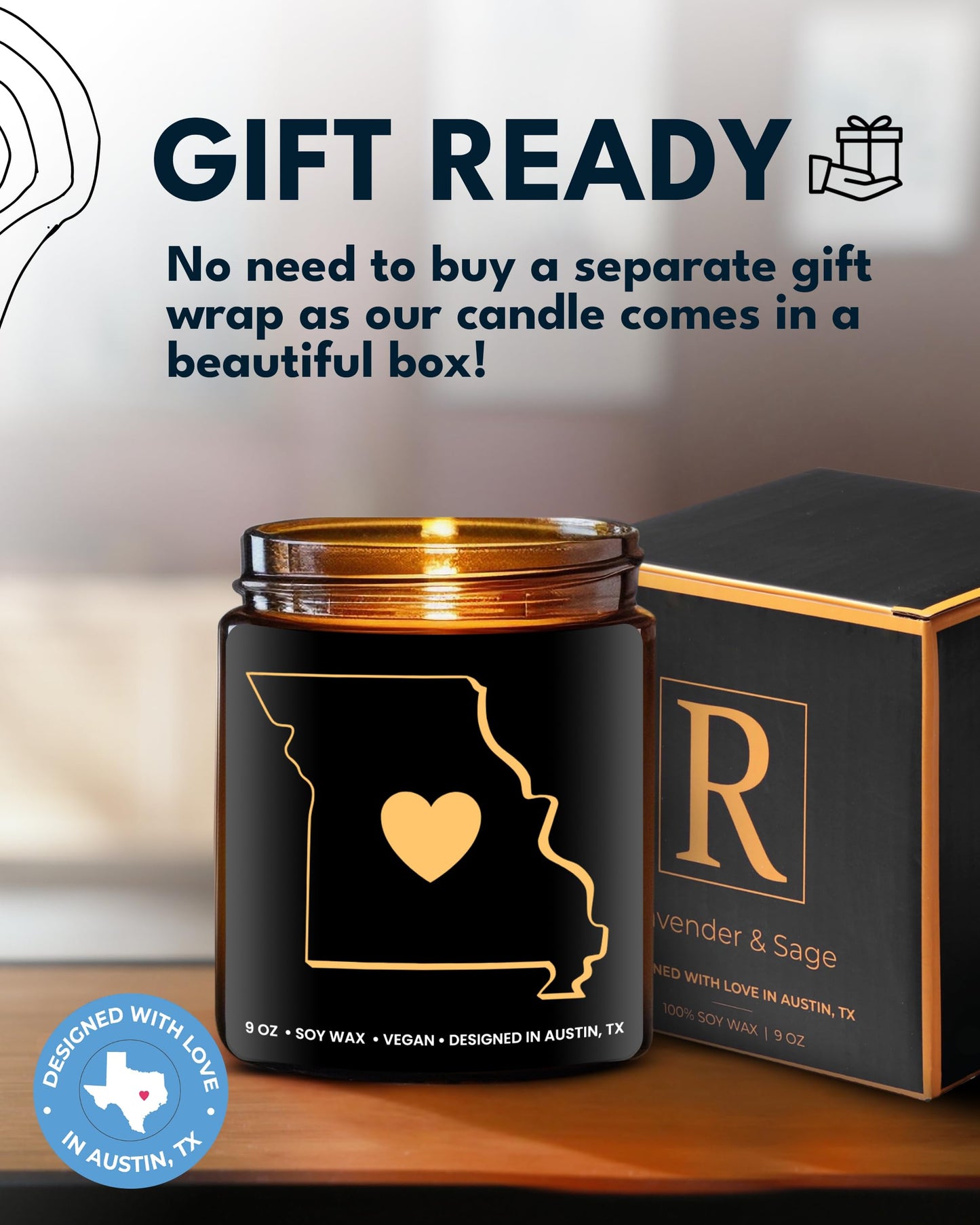 Missouri Candle, Thoughtful Missouri Themed Souvenirs & Gifts for Men and Women, Unique State Gifts, Best Sentimental Gift for Moving Away, Ideal for Birthday, Christmas, Graduation, Gift Ready