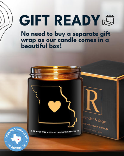 Missouri Candle, Thoughtful Missouri Themed Souvenirs & Gifts for Men and Women, Unique State Gifts, Best Sentimental Gift for Moving Away, Ideal for Birthday, Christmas, Graduation, Gift Ready