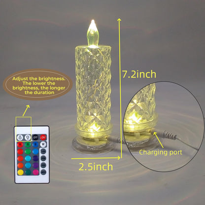 klexcol Rose Shadow LED Flameless Candles(D:2.5" x H:7.2"), Rechargeable Operation, Decoracion for Valentine Wedding (4pcs)