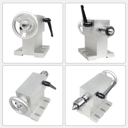 RATTMMOTOR 100mm Center Height MT2 Tailstock, Morse Taper 2 Live Center Movable Woodworking Lathe Chuck Handle for CNC Router Rotary Table 4th Axis