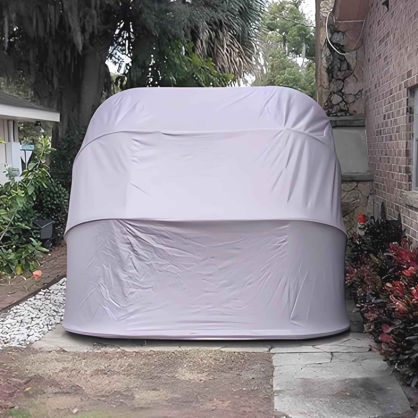 Retractable Foldable Carport, 19.35 x 8.8 ft Stainless Steel Portable Car Garage, All-Weather Collapsible Car Shelter with Ground Lock, Heavy Duty Car Canopy Tent for SUV, Grey (5.9M, Stainless Steel)
