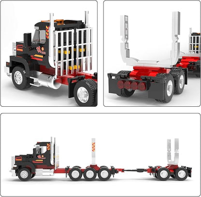 Xbert Logging Trucks Building Block Sets Wood Transport Timber Truck Farm Tractor Trailer Model Vehicles Toys Gift for Boys