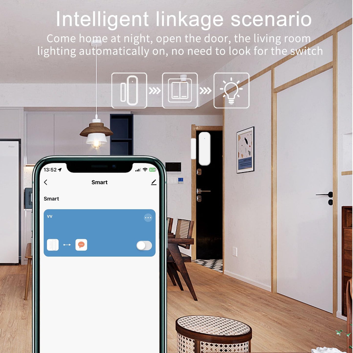 4-Pack Smart Door and Window Sensor, 2.4G WiFi Door Sensor, Tuya/Smart Life Contact Sensors for Home Security & Smart Home Automation, Compatible with Alexa Google Assistant