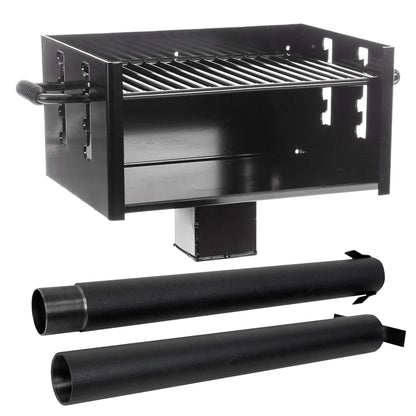 Commercial Grade Park Grill – Heavy-Duty Steel with 300 Sq Inch Cooking Grate, 360° Swivel Post, Made in the USA by Jamestown Advanced Products