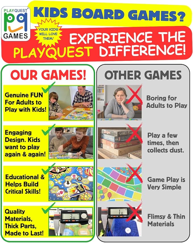 Scavenger Quest Board Game Fun for Kids and Adults 2-4 Players Ages 5+ Skill-Building &amp Educational Family-Friendly Outdoor Themed Seek-and-Find Game.