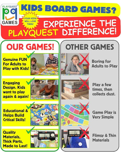 Scavenger Quest Board Game Fun for Kids and Adults 2-4 Players Ages 5+ Skill-Building &amp Educational Family-Friendly Outdoor Themed Seek-and-Find Game.