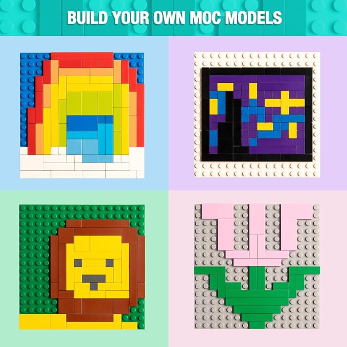 1200 Pieces Flat Pieces 9 Sizes Classic Moc Parts and Pieces Tiles Expansion Set - Compatible with All Major Brands Building Bricks Bulks for Smooth Surface Transparent Blue
