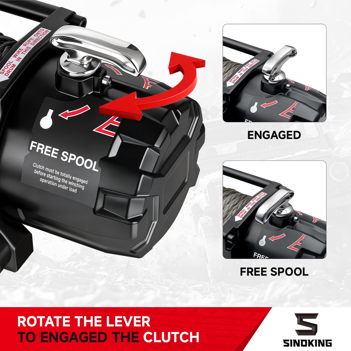 SINOKING 13500 lb Electric Winch for Jeep, Truck, SUV, Trailer Winch & Boat Winch – Heavy Duty Synthetic Rope 12V Winch, Waterproof Towing Winch with Wireless and Wired Remote
