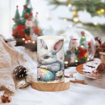 ALAZA Easter Bunny Rabbit Eggs Spring Flowers Flickering Flameless Candles Battery Operated with Remote Timer,Tea Light Candles LED Pillar Votive Candles Set of 2 for Outdoor Indoor Decorations