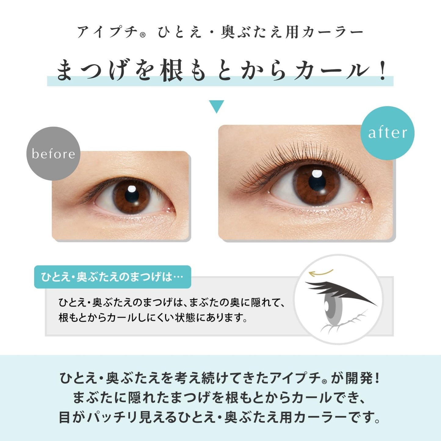 Eyeputti Hitoe & Okubae Curler (Includes 2 Replacement Rubbers)