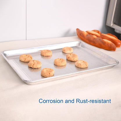 HARDURA Aluminum Perforated Baking Sheet Pan 18”L X 13”W X 1”H Cookie Sheet, 6Packs, For Oven in Bakery & Restaurant, Kitchen