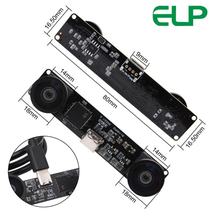 ELP 4MP Dual Lens USB Camera - Wide Angle, 1080P 60fps, Lightburn, Mini UVC USB2.0 Laser Engraver Camera Module for Computer & Raspberry Pi