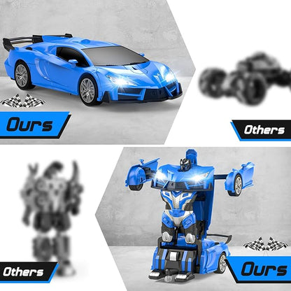 Transform Remote Control Car RC Cars for Boys Age 3-5 6-8 One-Button Transform Toy Cars 2.4GHz 360° Spin 1:16 Scale Flashing Headlight3-8 Year Old Grandkids Christmas Birthday Gifts