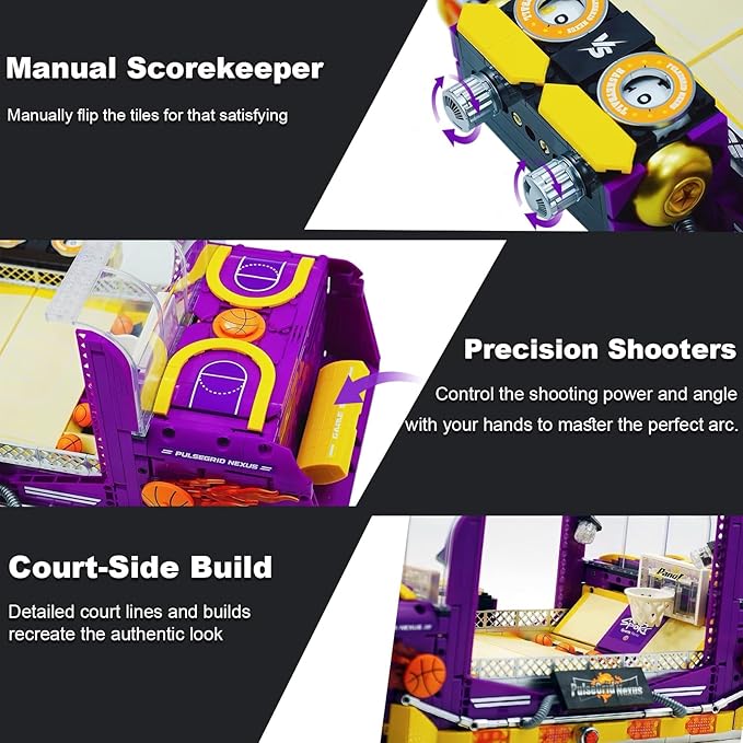 Basketball Arcade Pinball Machine Building Blocks Set for Adults Motorized Tabletop Basketball Board Game with Lights &amp Music STEM Toys Gift Ideas for Sport Lovers