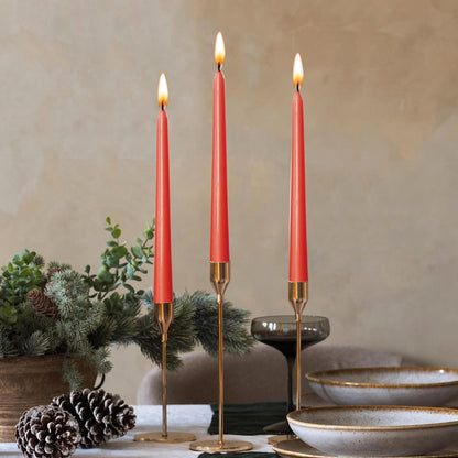 Axiom Candles - Red Taper Candles - 10 Inch Dripless Smokeless Tall Candle Sticks - 9 Hour Burn Time - Tapered Candles for Home, Dinners, Weddings, Parties (Pack of 10)