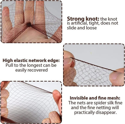 Invisible Hair Nets and U Shaped Hair Pins Set/Hair Bun Shaper Set with 50Pcs Elastic Edge Mesh Hair Nets and 10Pcs Positioning U Shaped Hair Pins for Women Hair Bun(Brown)