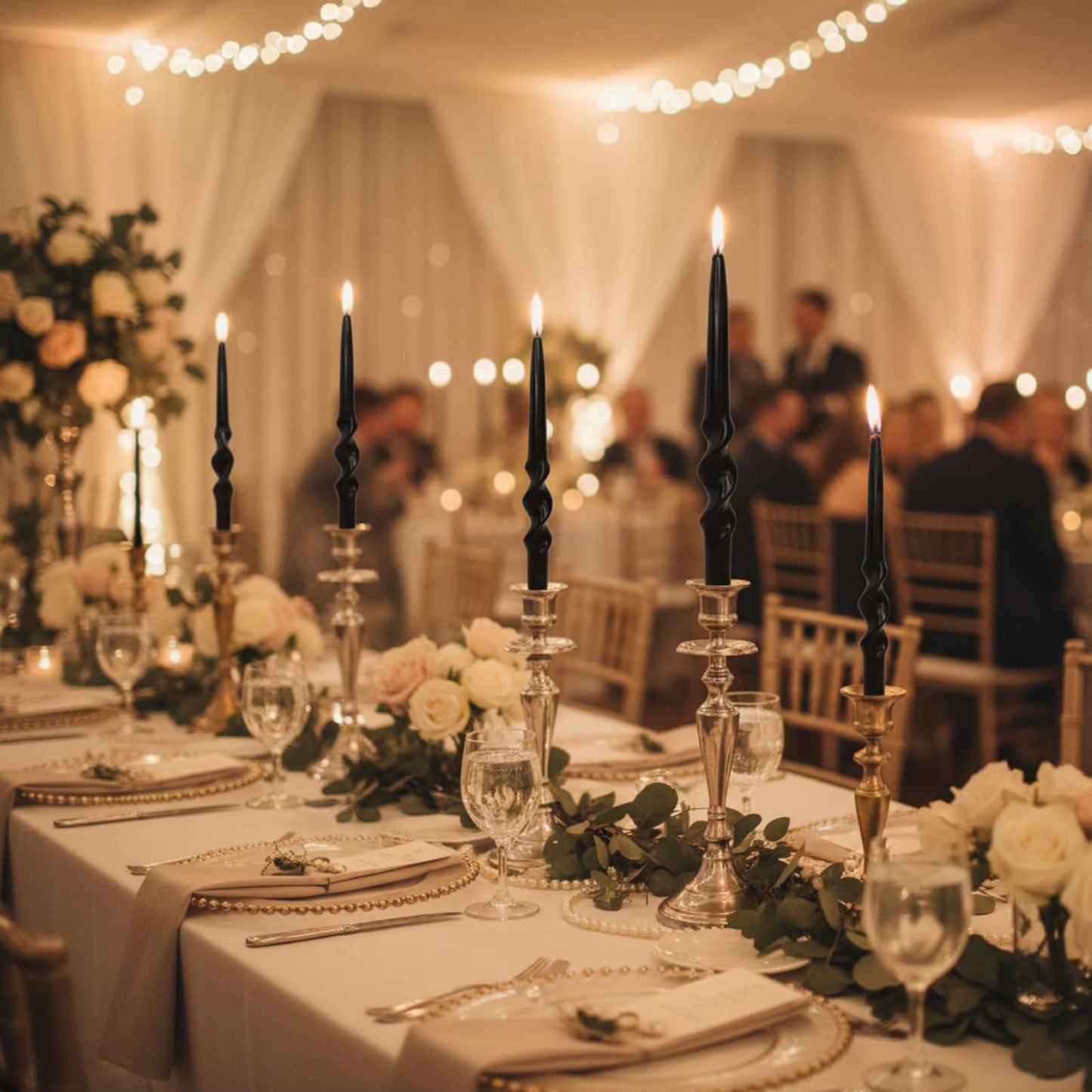 Black Spiral Taper Candles 10 Inch, 2pcs Twisted Candlesticks Dripless Unscented Long Dinner Candles for Wedding Easter Home Decor Romantic Table Setting Housewarming & Mother's Day