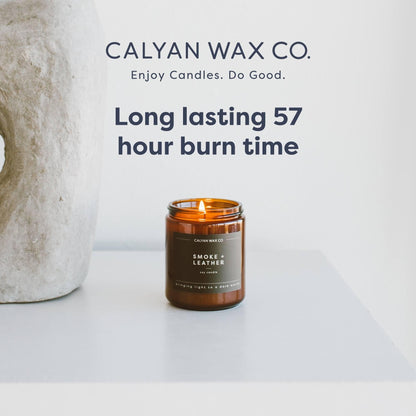Calyan Wax Co. Rose & Peony Scented Candle - 57 Hour Burn - Luxury Clean Soy Wax Candles - Long Lasting Amber Glass Jar Candle for Home - 7.2oz