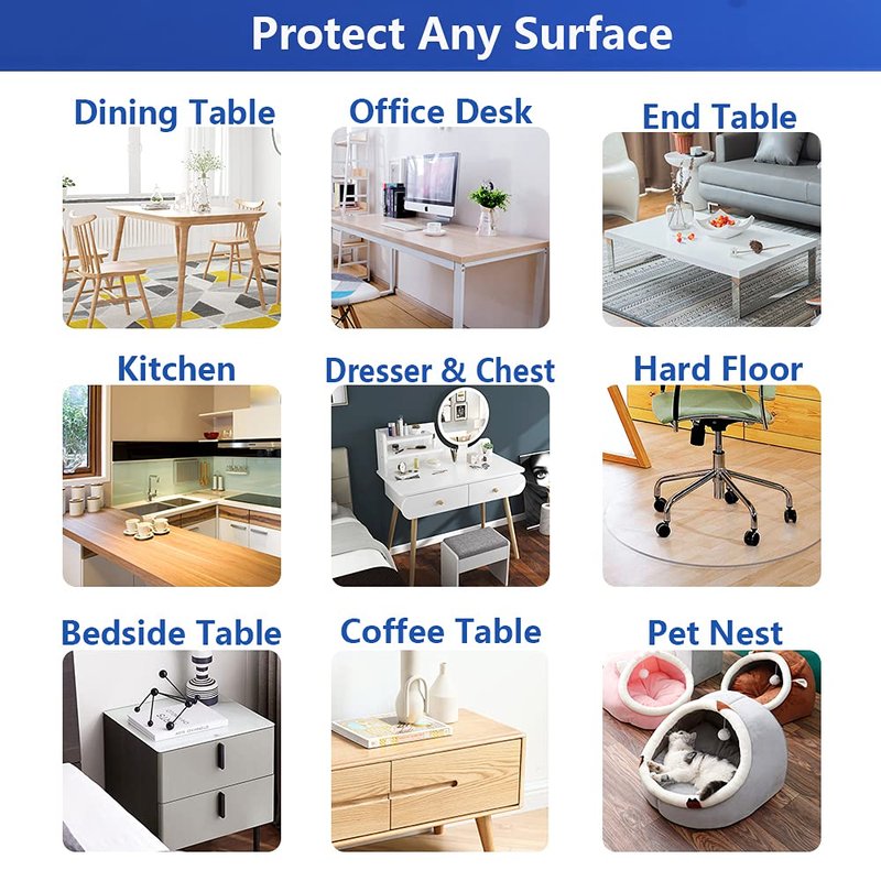 SPLENDEFUL PVC Clear Table Protector - Multisize Thick Transparent Plastic Desk Cover, Rectangular Night Stand, Office & Computer Desk, Sofa Child Table, Small Desk Protector 12x24 in.