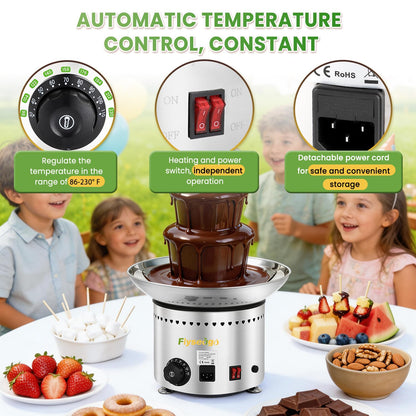 Flyseago Commercial Chocolate Fountain| 6 Tiers 19 lb Capacity| Large Hot Chocolate Fondue Tower| Stainless Steel Chocolate Melting Heating Machine for Nacho Cheese, Liqueurs, Party, Wedding