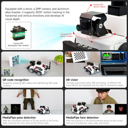 Yahboom Raspberry Pi 5 AI Visual ROS2 Smart Robot Car Kit 2DOF Carmer Autonomous Driving Lidar Stem Education Project for Teen Engineers Students (with Raspberry Pi5-16GB)
