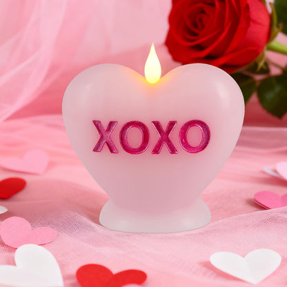 Sariiraw Valentine Heart Shaped Flameless Candle with Remote & Timer - Romantic LED Mood Light, Battery Operated for Valentine's Day, Anniversary & Home Decor (Pink)