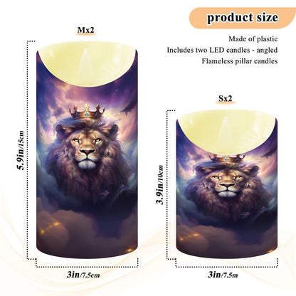 ALAZA Lion with Crown Flameless Candles with Remote Timer,LED Flickering Battery Operated Electric Pillar Tea Light Candles for Wedding Table Christmas Decorations 3" x3.9"