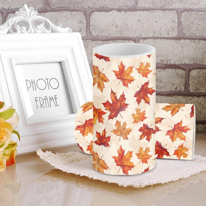 Luarisgur Maple Leaves Candles Battery Operated with Timer LED Flameless Candles Orange Warm Light Electric Fake Fall Theme Candles for Dining Room Bedroom Living Room Home Thanksgiving Party