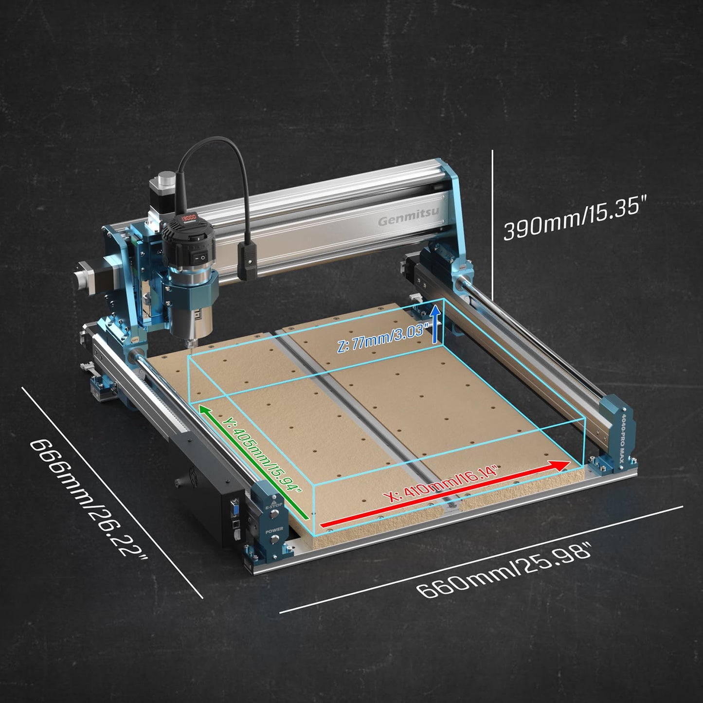 SainSmart Genmitsu 4040-PRO MAX CNC Router, 710W Trimmer & Linear Rail Driven, Work Area 410 x 405 x 77mm, for Wood Metal Acrylic Cutting Milling, GRBL Control