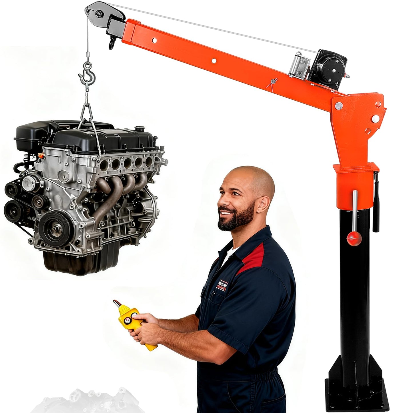 EQUCKKY 1600lbs Electric Pickup Truck Crane & 3500lbs Electric Winch, Folding Truck-Mounted Bed Crane Hoist, 360° Swivel, 3 Adjustable Boom, 12V DC, for Construction Auto Repair Complimentary Returns!